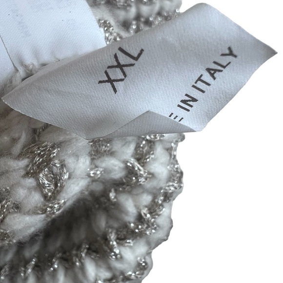 BRUNELLO CUCINELLI WOMEN LUREX STRIPPED WOOL CASHMERE SWEATER BEIGE XXL - Picture 8 of 11